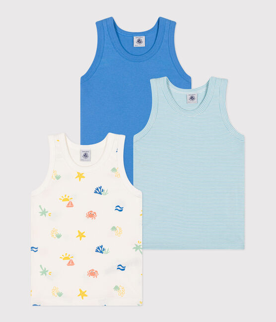 Juego de 3 camisetas infantiles sin mangas de algodón con estampado variante 1