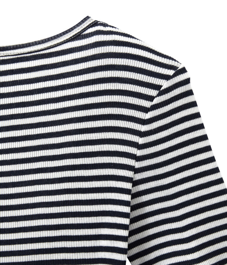 Body de algod&oacute;n de efecto segunda piel para mujer azul SMOKING/blanco LAIT