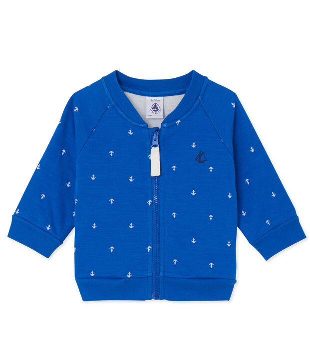 Cardigan b&eacute;b&eacute; gar&ccedil;on en tubique azul/blanco