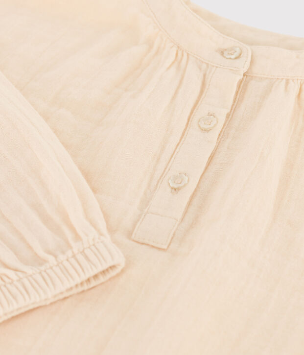 Blusa de gasa de algod&oacute;n de ni&ntilde;a crudo