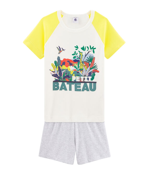 Pijama corto de punto para ni&ntilde;o blanco/multicolor
