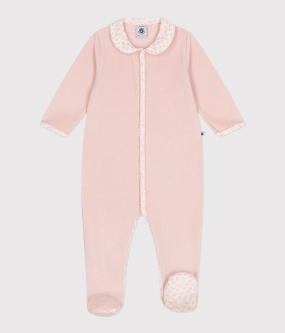 Pijama de terciopelo con cuello para bebé rosa SALINE
