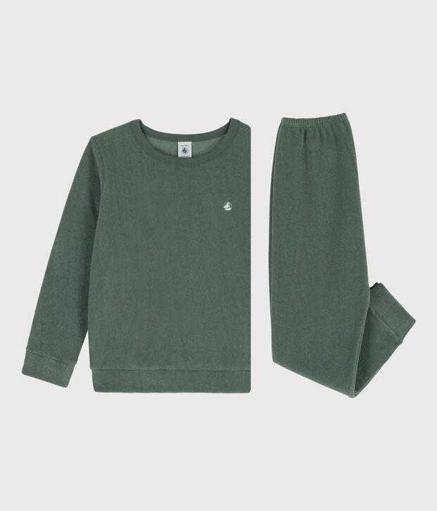 Pijama de rizo afelpado para ni&ntilde;o/ni&ntilde;a verde