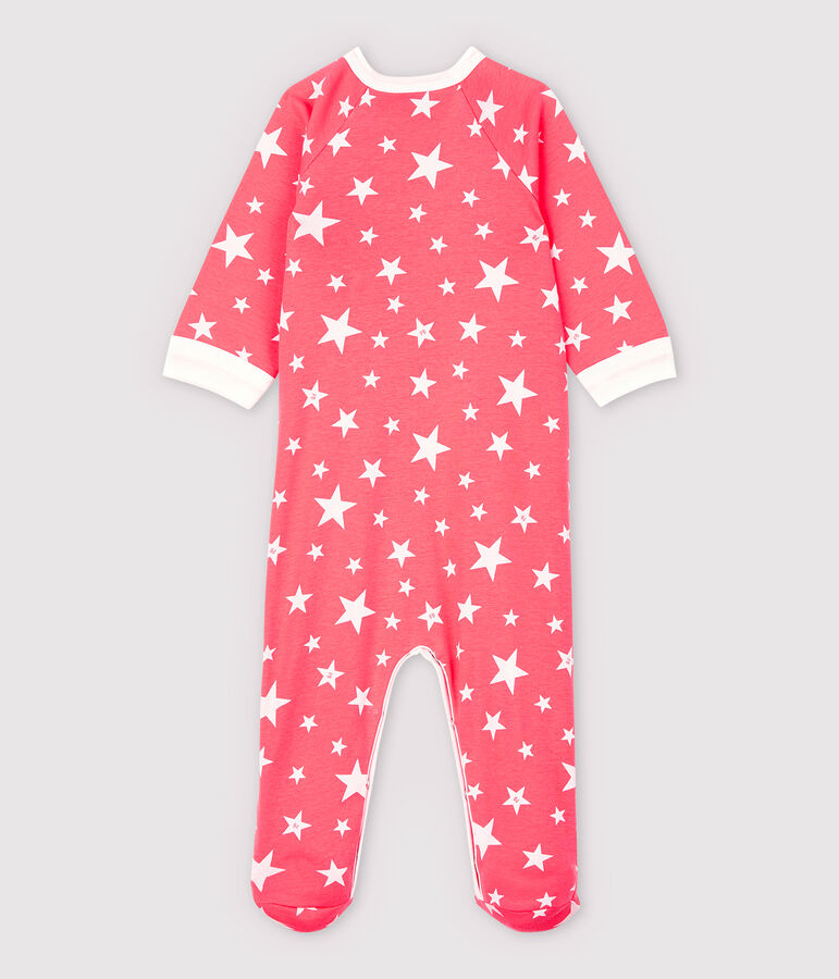 Pijama enterizo con cremallera de estrellas de algod&oacute;n de beb&eacute; naranja/blanco