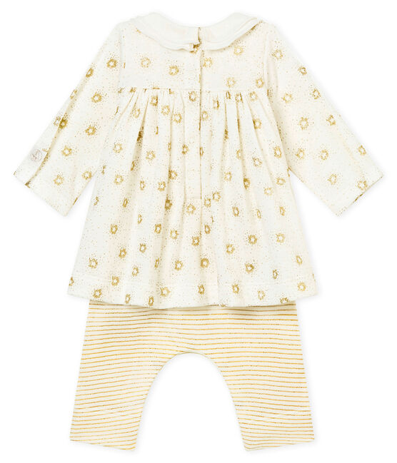 Vestido con legging para bebé niña blanco MARSHMALLOW/amarillo DORE