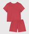 Pijama corto y liso de algodón calado para niña rosa PAPI