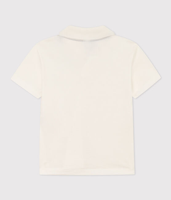 Polo de manga corta de algodón para niño blanco MARSHMALLOW