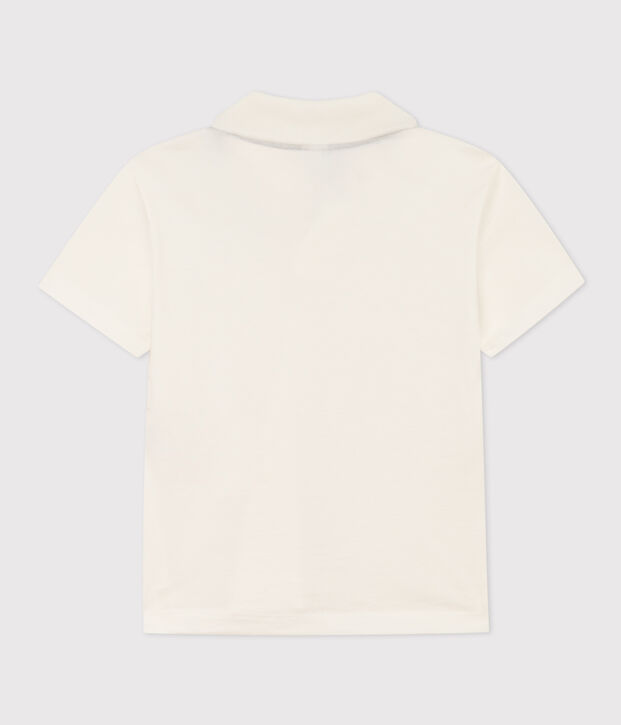 Polo de manga corta de algod&oacute;n para ni&ntilde;o blanco
