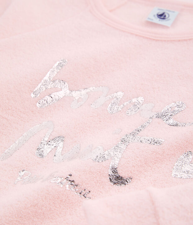 Pijama de rizo picado para ni&ntilde;a muy c&aacute;lido rosa