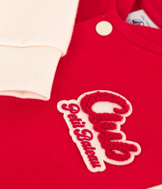 Chaqueta teddy de mulet&oacute;n para beb&eacute; rojo/crudo