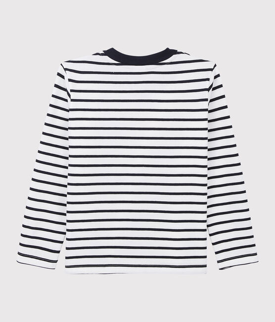 Camiseta de punto de niña/niño blanco MARSHMALLOW/azul SMOKING
