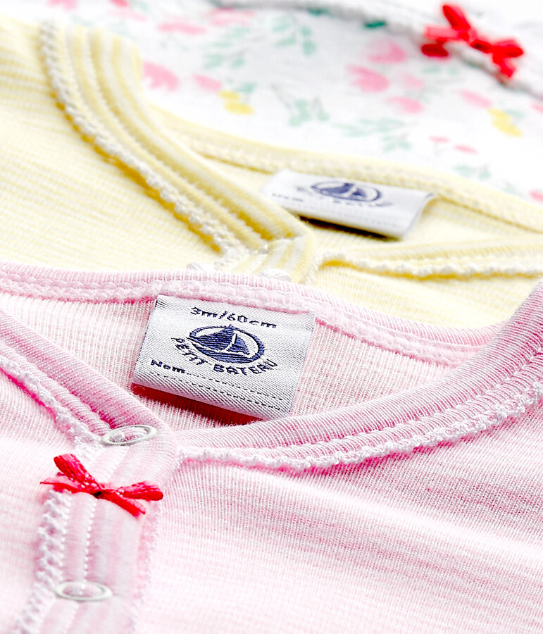 Lot de 3 pijamas para beb&eacute; ni&ntilde;a blanco LOT