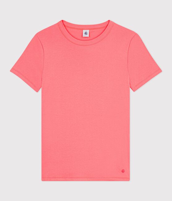 Camiseta lisa de algodón de manga corta para mujer rosa FLAMAND