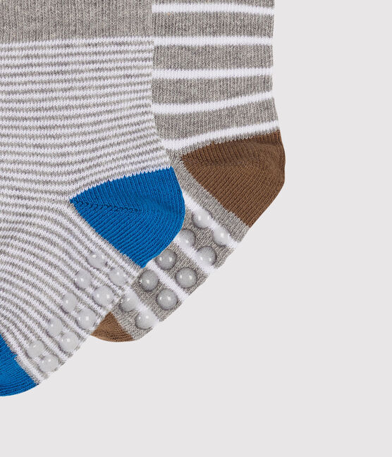 Lote de 2 pares de calcetines para bebé niño blanco MARSHMALLOW/gris SUBWAY