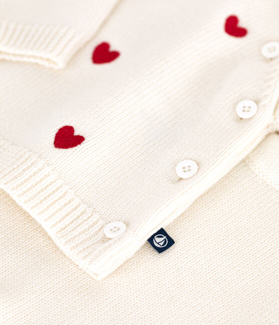 Conjunto de 2 piezas de punto tricotado con corazones bordados para bebé rojo MARSHMALLOW/ POMPEI