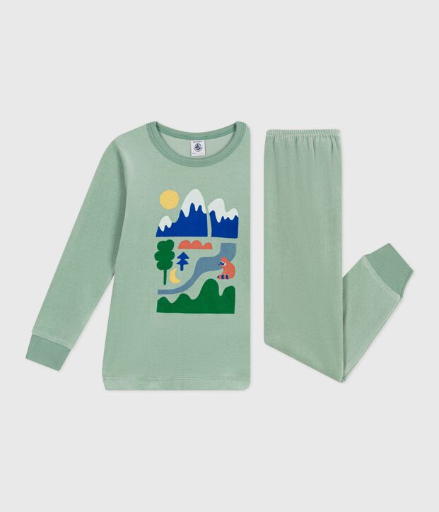 Pijama infantil de terciopelo verde