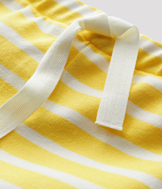 «Shorts» de jersey grueso de bebé amarillo ORGE/blanco MARSHMALLOW