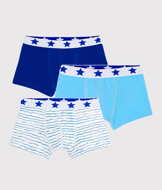 Lote de 3 bóxers con estampado de océano azul de niño variante 1
