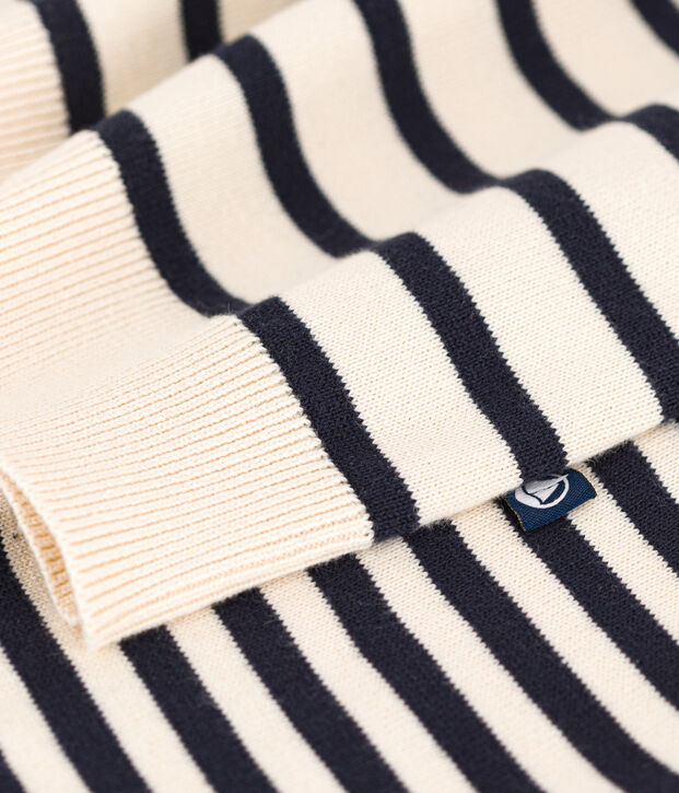 Jersey marinero de algod&oacute;n para mujer crudo/azul