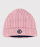 Gorro de punto tricotado con forro polar para bebé rosa CHARME