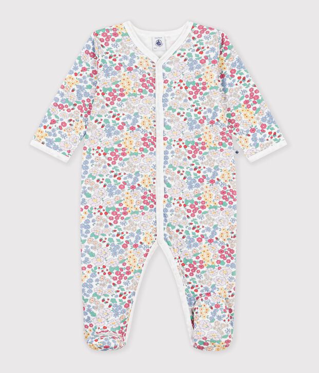 Pijama de t&uacute;bico con estampado de flores para beb&eacute; blanco/multicolor