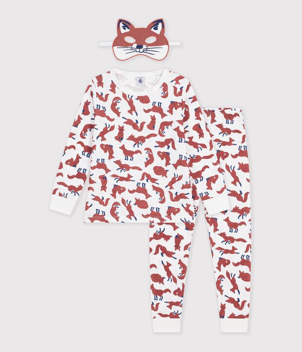 Pijama disfraz infantil de algod&oacute;n de zorro blanco/multicolor