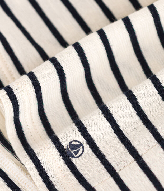 Vestido de manga corta de punto flameado para beb&eacute; crudo/azul