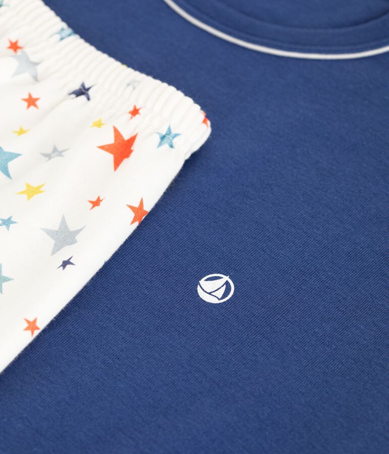 Pijama corto infantil de algod&oacute;n con estampado de estrellas azul/multicolor