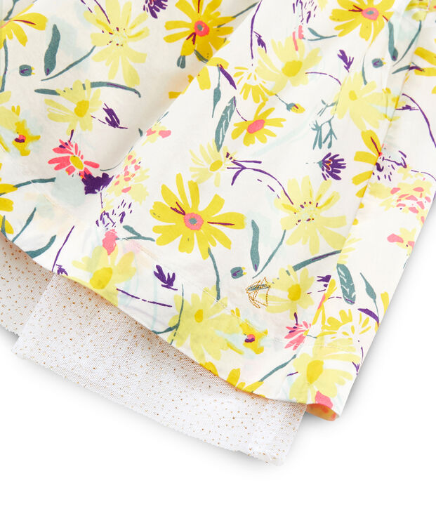 Vestido de manga corta para ni&ntilde;a blanco/multicolor