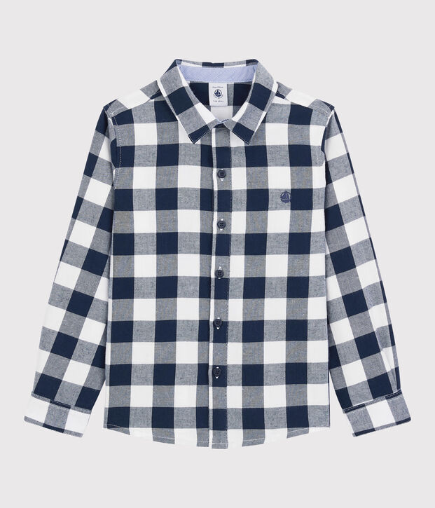 Camisa a cuadros de ni&ntilde;o azul/blanco