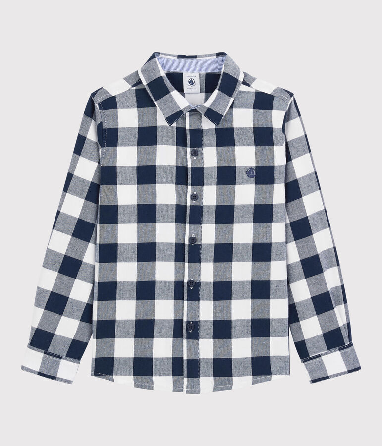 Camisa a cuadros de ni&ntilde;o azul/blanco