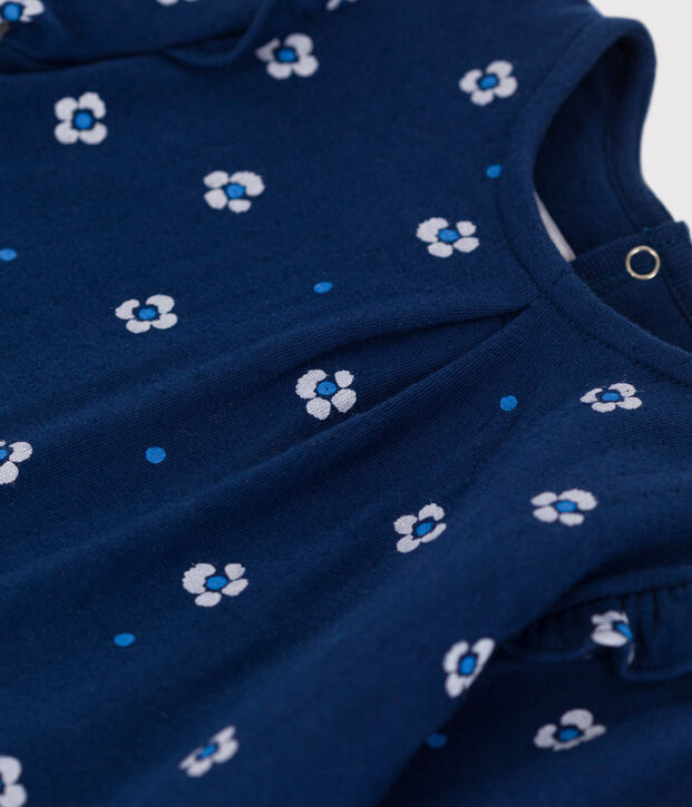 Blusa de algod&oacute;n de manga larga con estampado de flores para beb&eacute; azul/multicolor