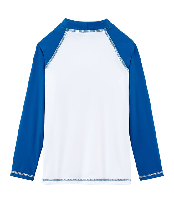 Camiseta de protección solar para niño y niña blanco MARSHMALLOW/azul RIYADH