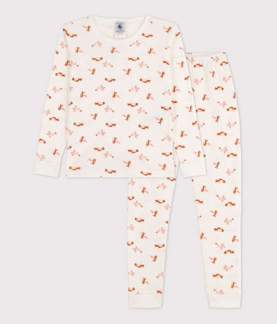 Pijama snugfit de algodón con pájaro blanco MARSHMALLOW/blanco MULTICO