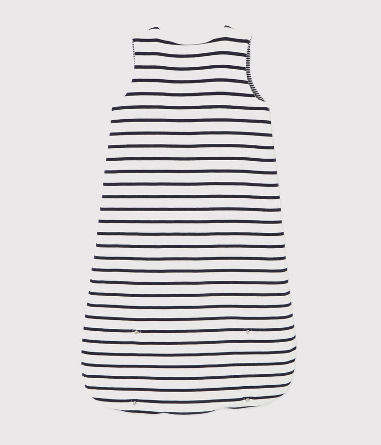 SACO A RAYAS REVERSIBLE DE PUNTO DE BEB&Eacute; TOG 2 beige COQUILLE/azul ABYSSE