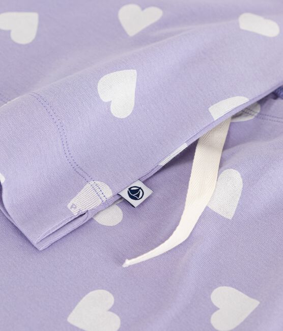 Pijama de mujer de algodón con estampado de corazones, manga corta y perneras anchas blanco SQUAW/ MARSHMALLOW