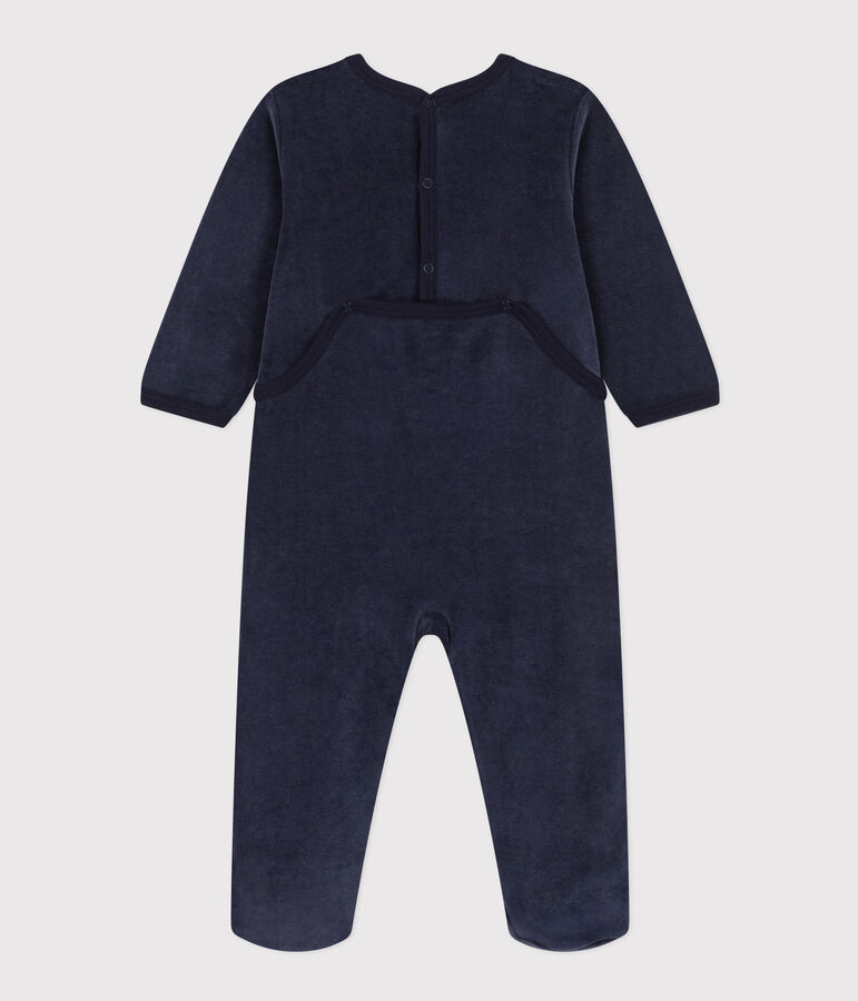 Pijama de terciopelo con perritos para beb&eacute; azul