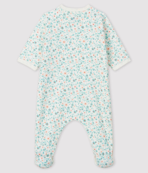 Pijama de mulet&oacute;n con estampado de flores para beb&eacute; blanco/multicolor