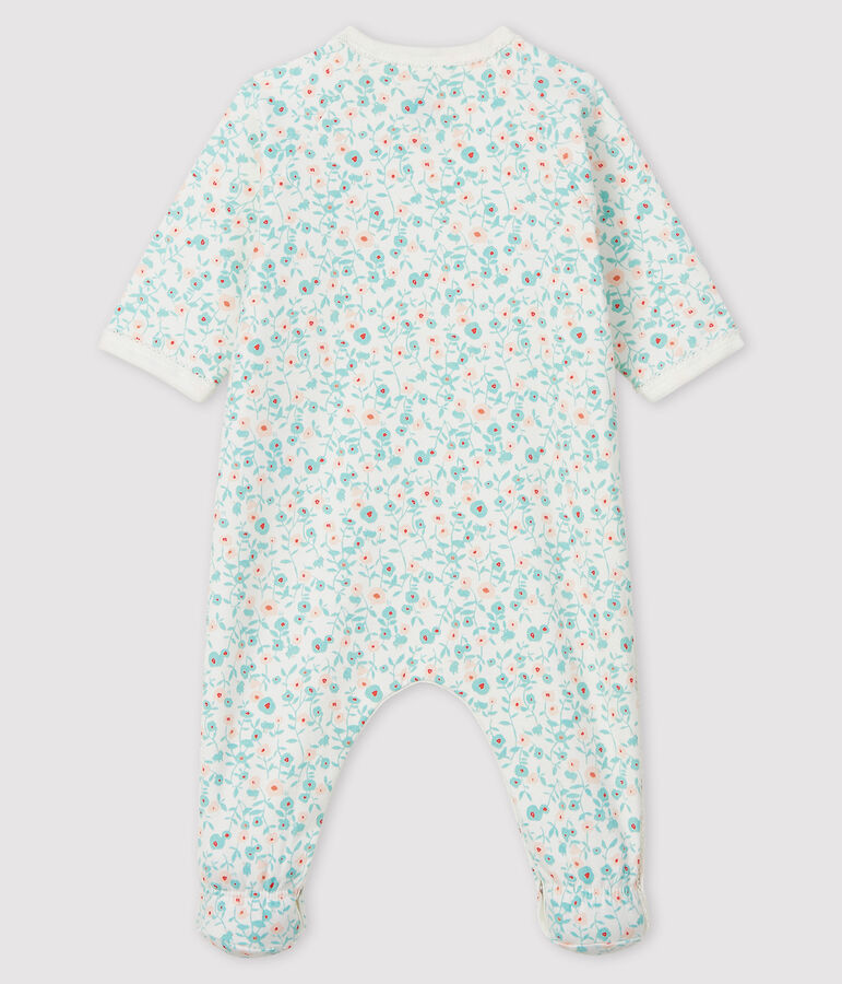 Pijama de mulet&oacute;n con estampado de flores para beb&eacute; blanco/multicolor