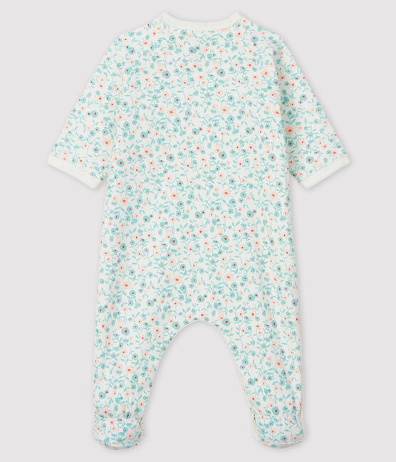 Pijama de muletón con estampado de flores para bebé blanco MARSHMALLOW/blanco MULTICO