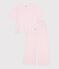 Pijama de algod&oacute;n a rayas de pernera ancha para mujer rosa/blanco
