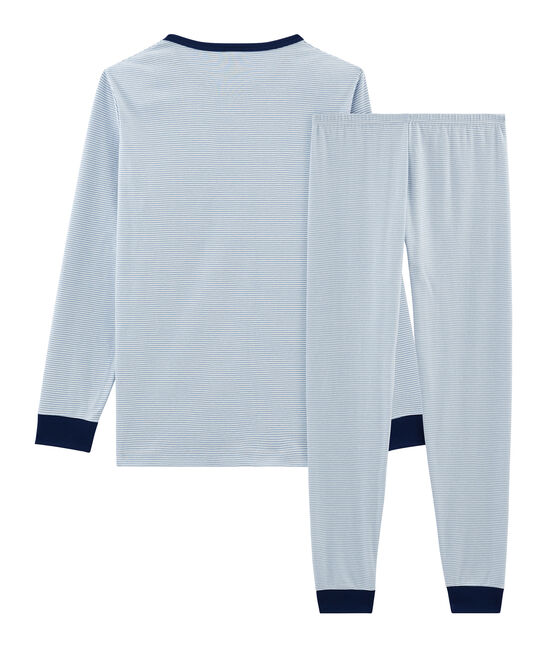 Pijama de punto para niño azul ACIER/blanco MARSHMALLOW