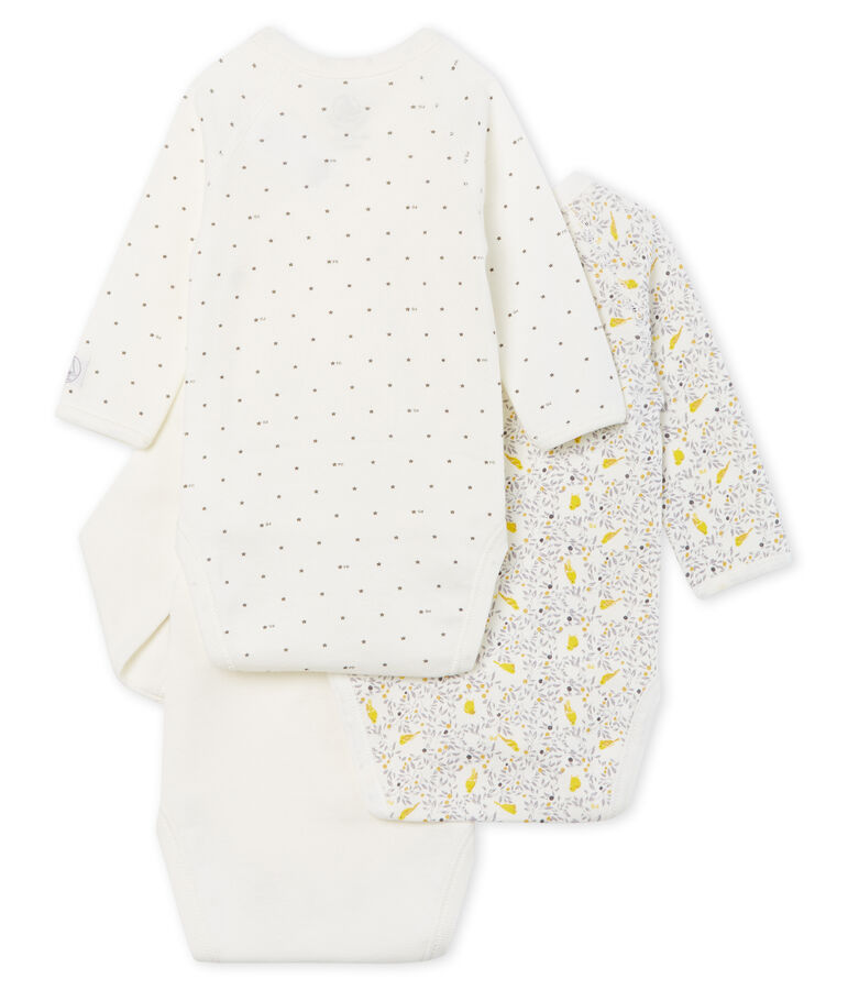 Juego de 3 bodis de manga larga para beb&eacute; ni&ntilde;a multicolor