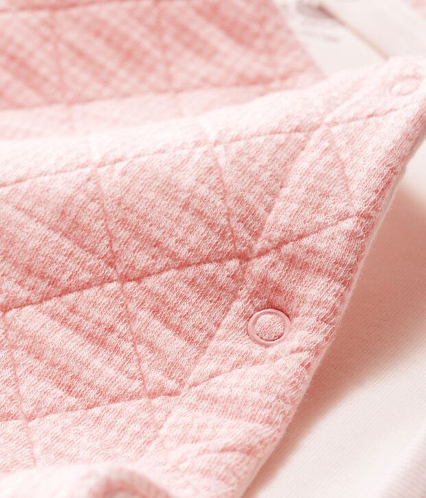 Mono largo para beb&eacute; de t&uacute;bico acolchado rosa/blanco