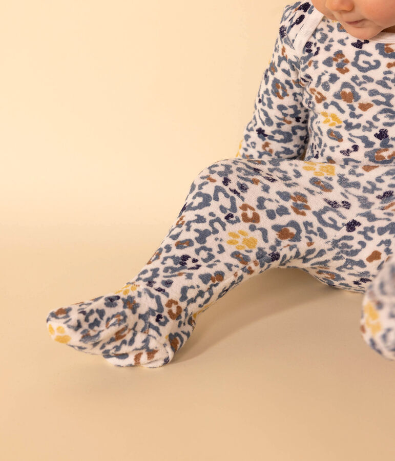 Pijama de rizo para beb&eacute; blanco/multicolor