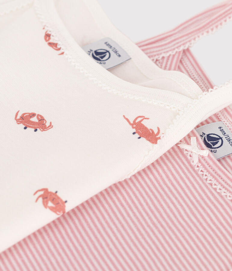 Juego de 2 camisetas de tirantes infantiles de algod&oacute;n con estampado de cangrejos multicolor