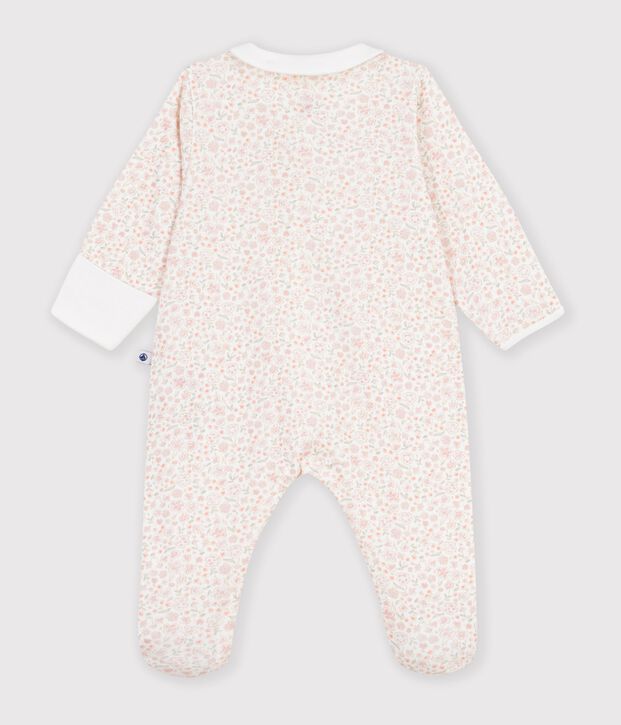 Pijama de algod&oacute;n con estampado de flores para beb&eacute; blanco/multicolor