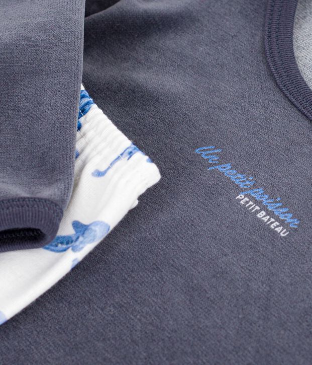 Pyjama  en coton blanco/azul/multicolor