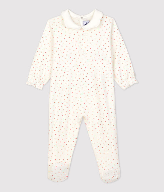 Pelele con corazoncitos de algodón de bebé blanco MARSHMALLOW/ PAPAYE