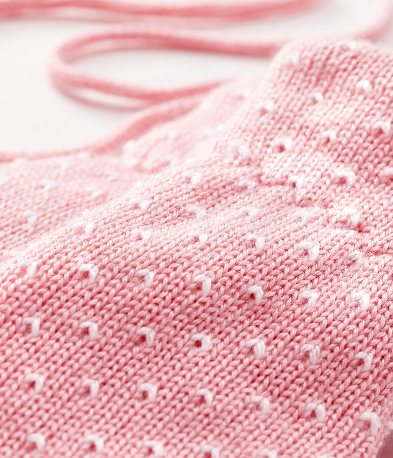 Manopla para beb&eacute; unisex con forro polar rosa/blanco